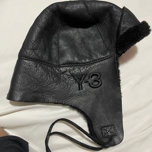 Y3 leather pilot hat